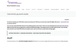 TUNI Office 365 Quick Guide – Muutosinfo 2019