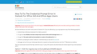 How To Fix The Credential Prompt Error In Outlook For Office 365 And ...