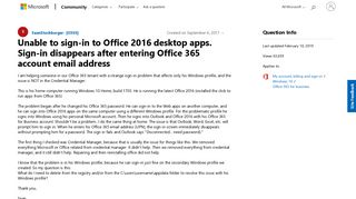 Unable to sign-in to Office 2016 desktop apps. Sign-in disappears ...