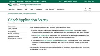 Check Application Status | Ohio University