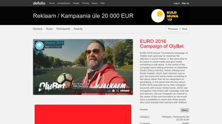 EURO 2016 Campaign of OlyBet – Kuldmuna 2017 – Defolio