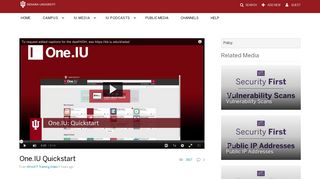 One.IU Quickstart - Indiana University - IU Mediaspace