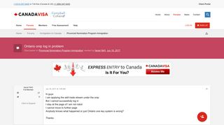 Ontario onip log in problem - Canadavisa.com