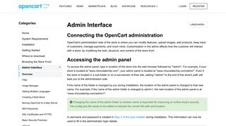 Admin Interface - OpenCart Documentation