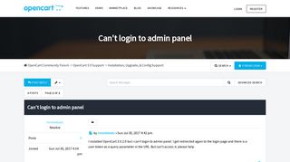 Can't login to admin panel - OpenCart Community - OpenCart Forum