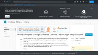 Oracle Enterprise Manager Database Console - default login and ...