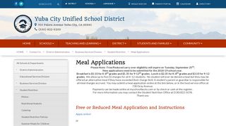 Yuba City Unified School District - Meal Applications