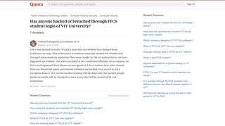 Has anyone hacked or breached through FFCS student login of VIT ...