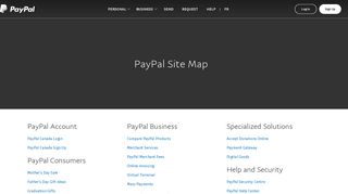 Site map - PayPal