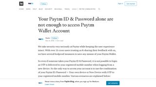 Your Paytm ID & Password alone are not enough to access Paytm ...