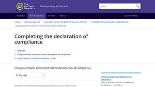 Using automatic enrolment online declaration of compliance | The ...