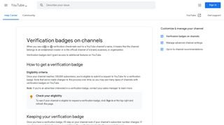 Verification badges on channels - YouTube Help - Google Support