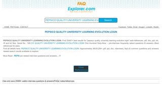 PEPSICO QUALITY UNIVERSITY LEARNING EVOLUTION LOGIN pdf ...