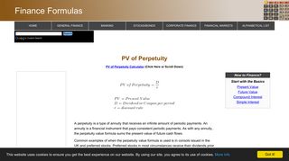 PV of Perpetuity - Formula and Calculator - Finance Formulas