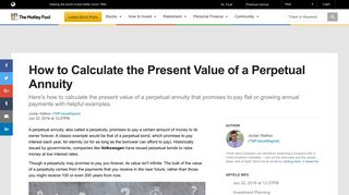 How to Calculate the Present Value of a Perpetual Annuity -- The ...