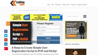 6 Steps to Create Simple User Registration Script in PHP and MySql
