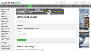 PHP md5() Function - W3Schools