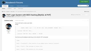 PHP Login System with MD5 Hashing [MySQL & PHP] - Tech Chat ...