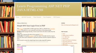 Simple MVC base Login Form in PHP - Learn Programming ASP.NET ...