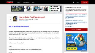 How to Get a PixelPipe Account! | Warrior Forum - The #1 Digital ...