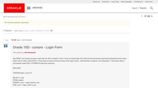 Oracle 10G - cursors - Login Form | Oracle Community