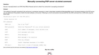 Manually connecting POP server via telnet command