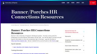 Banner/Porches HR Connections Resources : University of Dayton, Ohio