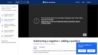 Subtracting a negative = adding a positive (video) | Khan Academy