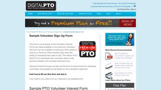 Sample Volunteer Sign Up Form | Digital PTO - Free PTA & PTO ...