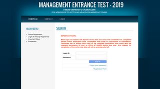 Login - Management Entrance Test - 2018 - Panjab University Online ...