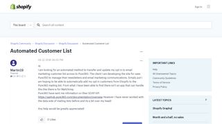 Automated Customer List - Shopify Community