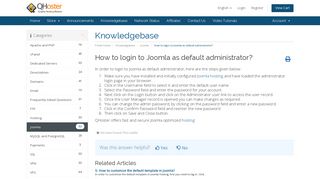 How to login to Joomla as default administrator? - QHoster.com