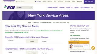 Internet and Cable TV Service Provider in New York - RCN service areas