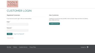 Customer Login - Tools for the Pro