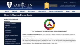 Renweb Student/Parent Login - Saint John School