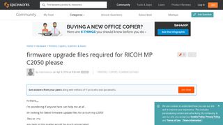 firmware upgrade files required for RICOH MP C2050 please ...