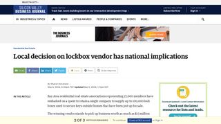 Local decision on lockbox vendor has national implications - Silicon ...
