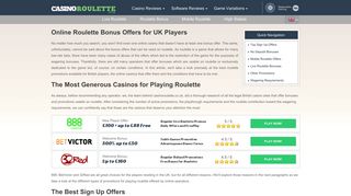 Roulette Bonus – Best Online Offers! Get up to £250 Extra