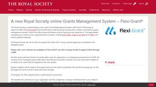 A new Royal Society online Grants Management System – Flexi-Grant ...