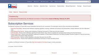 Texas RRC - Subscription Services - Railroad Commission of Texas