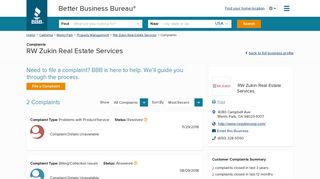 RW Zukin Real Estate Services | Complaints | Better Business Bureau ...