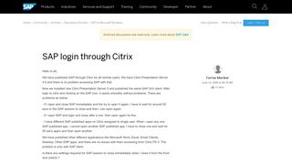 SAP login through Citrix - archive SAP