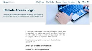 Remote Access Login | Aker Solutions