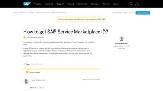 How to get SAP Service Marketplace ID? - archive SAP