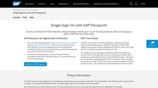 Single Sign-On with SAP Passports - SAP Support Portal