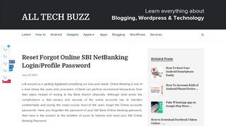 Reset Forgot Online SBI NetBanking Login/Profile Password