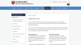 Appointments | Harvard School of Dental Medicine