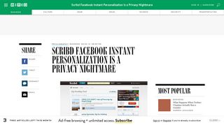 Scribd Facebook Instant Personalization Is a Privacy Nightmare | WIRED