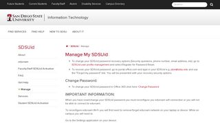 Manage My Account | SDSUid | <span class=