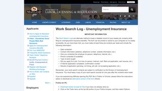 Work Search Log - Division of Unemployment Insurance